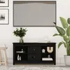 Image de vidaXL Meuble TV Noir 103x365x52 cm Bois de pin massif 814573