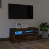 Image de vidaXL Meuble TV avec lumières LED Chêne fumé 90x35x40 cm support TV armoire média armoire hifi unité TV unité média 822721