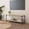Image de 819348 vidaXL Meuble TV Chêne sonoma 100x33x41 cm Bois dingénierie et acier