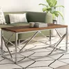 Image de vidaXL Table basse argenté inox et bois de mélèze massif 349941