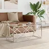 Image de vidaXL Table basse 110x45x45 cm acier inoxydable et verre 349961