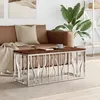 Image de vidaXL Table basse acier inoxydable et bois massif de récupération 350053