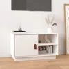 Image de vidaXL Meuble TV Blanc 70x34x40 cm Bois de pin massif 818236