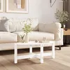 Image de vidaXL Table basse Blanc 87x48x35 cm Bois massif de pin 822323