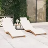 Image de vidaXL Chaises longues 2 pcs avec coussins Bois massif de teck 3143633