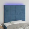 Image de vidaXL Tête de lit à LED Bleu foncé 80x5x118/128 cm Velours 3122458