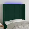 Image de vidaXL Tête de lit à LED Vert foncé 83x16x118/128 cm Velours 3124081