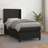 Image de 3132357 vidaXL Lit à sommier tapissier avec matelas Noir 90x200 cm Similicuir