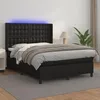 Image de vidaXL Sommier Tapissier avec Matelas et LED Sommier à Lattes Lit Rembourré Cadre à Lattes Lit Double Adulte Chambre Noir 3139379
