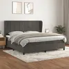 Image de vidaXL Sommier à lattes de lit et matelas Gris foncé 200x200cm Velours 3129232