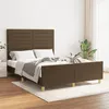 Image de vidaXL Cadre de lit avec tête de lit Marron foncé 140x190 cm Tissu3125133