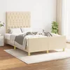 Image de vidaXL Cadre de lit avec tête de lit Crème 120x200 cm Tissu3125289