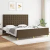 Image de vidaXL Cadre de lit avec tête de lit Marron foncé 180x200 cm Tissu3125400
