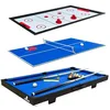 Image de Table multi jeux - COUGAR - Mini Noir-Bleu - Billard Hockey Tennis de Table - 3-en-1 - 118x64x12 cm