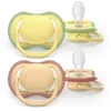 Image de AVENT ULTRA-AIR COULEURS DE LA NATURE - Sucettes Orthodontiques - Mixte Jaune - 0 à 6 Mois 2 Sucettes