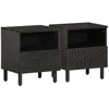 Image de vidaXL Tables de Chevet 2 pcs Armoires de Lit avec Pieds Tables de Nuit Armoires de Nuit Chambre Moderne Noir Bois de 356826