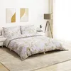 Image de vidaXL Ensemble de housse de couette blanc et marron 200x200 cm Coton 136411