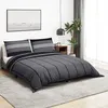 Image de vidaXL Ensemble de housse de couette gris foncé 200x200 cm Coton 136418