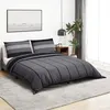 Image de vidaXL Ensemble de housse de couette gris foncé 135x200 cm Coton 136424