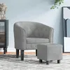 Image de vidaXL Fauteuil Cabriolet avec Repose-pied Chaise avec Accoudoirs Canapé avec Dossier Siège Rembourré Salon Chambre Gris 356477