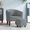 Image de vidaXL Fauteuil Cabriolet avec Repose-pied Chaise avec Accoudoirs Canapé avec Dossier Siège Rembourré Salon Chambre Gris 356478