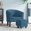 Image de vidaXL Fauteuil Cabriolet avec Repose-pied Chaise avec Accoudoirs Canapé avec Dossier Siège Rembourré Salon Chambre Bleu 356481