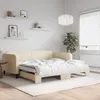 Image de vidaXL Lit de jour avec lit gigogne crème 100x200 cm tissu 3196825