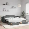 Image de vidaXL Lit de jour avec gigogne et tiroirs gris foncé 90x190 cm tissu 3197235
