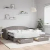 Image de vidaXL Lit de jour avec gigogne et tiroirs taupe 90x200 cm tissu 3197245
