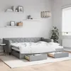 Image de vidaXL Lit de jour avec gigogne et tiroirs gris clair 90x200 cm tissu 3197462