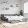 Image de vidaXL Lit de jour avec gigogne et tiroirs gris clair 100x200 cm tissu 3197467