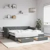 Image de vidaXL Lit de jour avec gigogne et tiroirs gris foncé 90x190 cm tissu 3197473