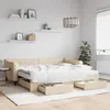 Image de vidaXL Lit de jour avec gigogne et tiroirs crème 90x200 cm tissu 3197484