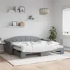 Image de vidaXL Lit de jour avec gigogne et matelas gris clair 90x200 cm tissu 3197548