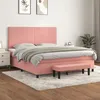 Image de vidaXL Sommier à lattes de lit avec matelas Rose 160x200 cm Velours 3137736