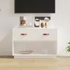 Image de vidaXL Meuble TV Blanc 90x40x60 cm Bois de pin massif 821523