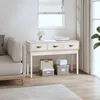 Image de vidaXL Table console Blanc 114x40x75 cm Bois massif de pin 821755