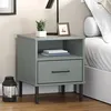 Image de vidaXL Table de chevet avec pieds en métal Gris Bois pin massif OSLO armoire armoire latérale tables de chevet 350971