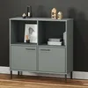 Image de vidaXL Bibliothèque avec pieds en métal Gris 90x35x90 5 cm Bois OSLO étagère à livres casier à livres étagère en bois 351016