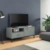 Image de vidaXL Meuble TV avec Pieds en Métal Armoire de Télévision avec 2 Compartiments et Tiroir Meuble Télé avec Rangement 351022