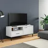 Image de vidaXL Meuble TV avec Pieds en Métal Armoire de Télévision avec 2 Compartiments et Tiroir Meuble Télé avec Rangement 351023