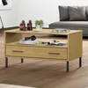 Image de vidaXL Table basse avec pieds en métal Marron 85x50x45 cm Bois OSLO table dappoint table de salon table daccent 351033