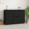 Image de 814313 vidaXL Buffet Noir 111x34x75 cm Bois massif de pin