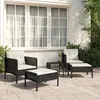 Image de vidaXL Salon de jardin 5 pcs avec coussins Noir Résine tressée 319681