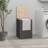 Image de vidaXL Boîte à linge Gris 44x44x66 cm Bois massif de pin 823566