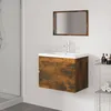 Image de vidaXL Meubles de Salle de Bain Meuble sous Évier Miroir Armoire de Lavabo Armoire de Rangement Intérieur Chêne Fumé Bois 3152873