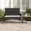 Image de vidaXL Banc de Jardin à 2 Places avec Coussins Noir Résine Tressée 319488