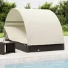 Image de vidaXL Transat 2 places avec toit rond noir 211x112x140 cm chaise longue chaise longue dextérieur lit de salon lit de 319654