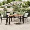 Image de vidaXL Table de jardin plateau en bois Noir Résine tressée bois massif 319551