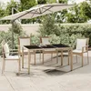 Image de vidaXL Table de jardin plateau en verre Résine tressée verre trempé 319553